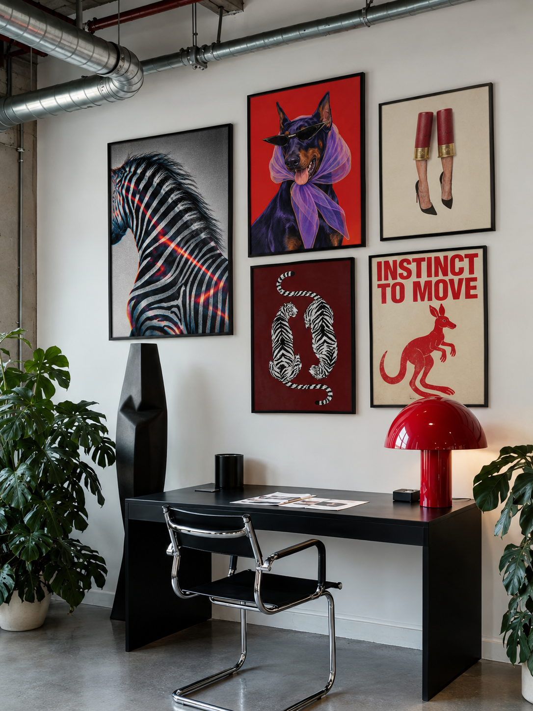 Frequency of Life, Perfect Stranger, Fatal Attraction, Same Blood and Instinct to Move prints above a desk