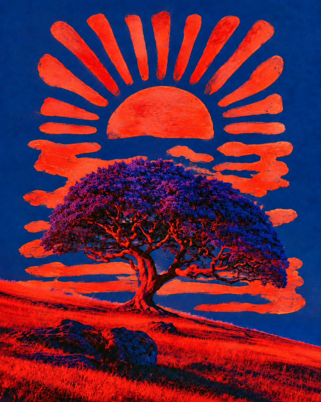 Red Sun Ritual art print by Pelcha